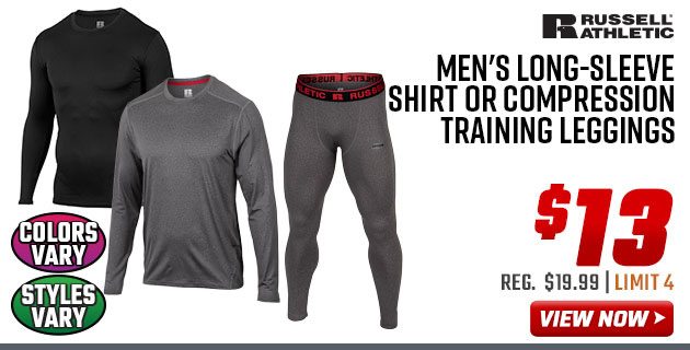 Russell Athletic Men's Long-Sleeve Shirt or Compression Training Leggings