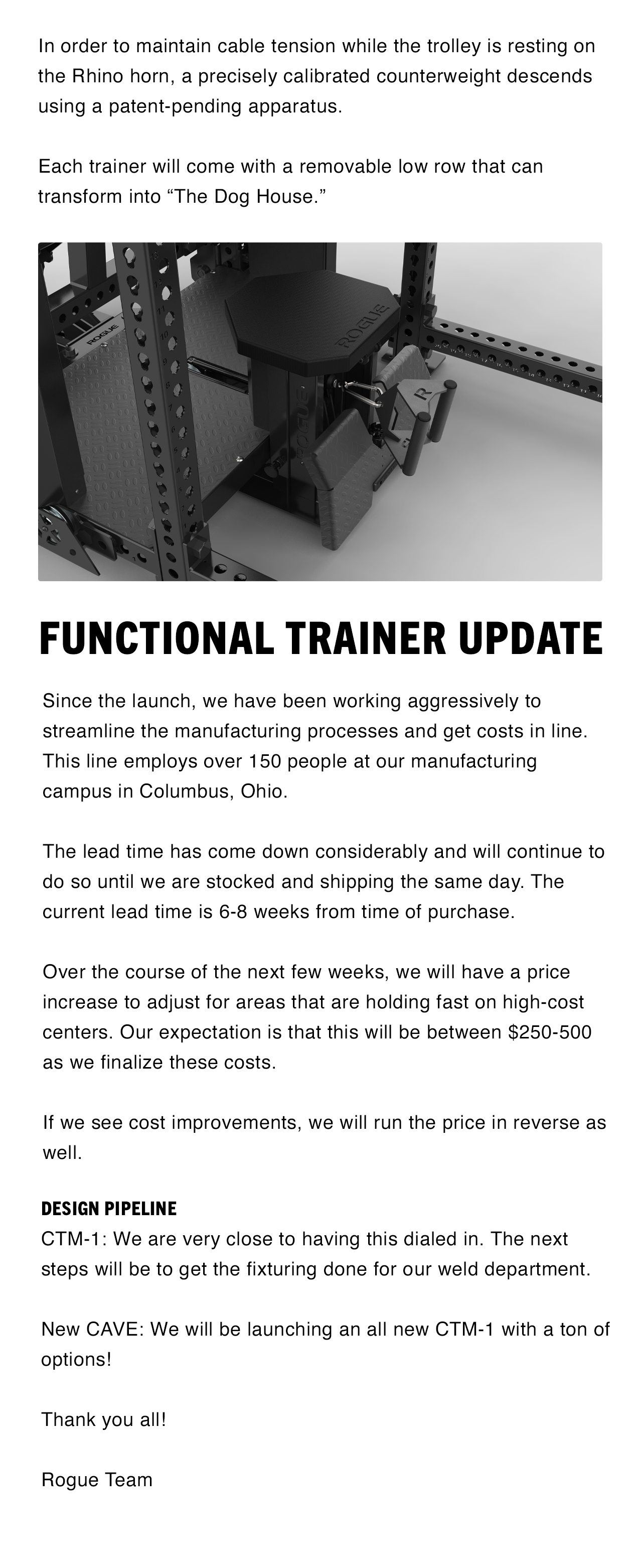 Functional Trainer Update