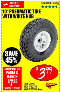 10 in. Pneumatic Tire with White Hub