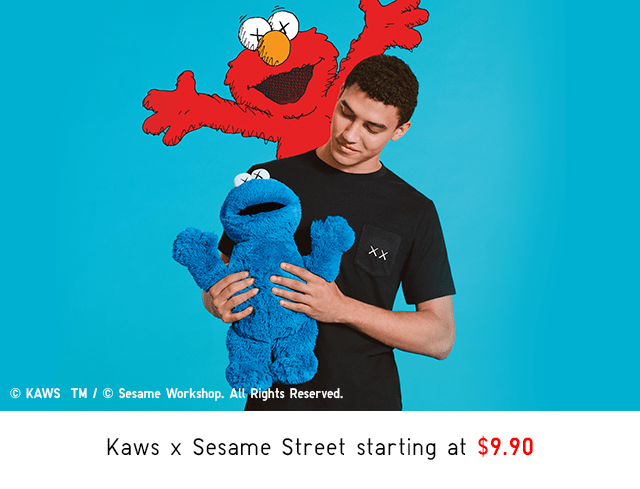 KAWS X SESAME STREET STARTING AT $9.90