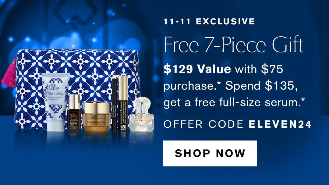 Free 7-piece gift | $129 value with your $75 purchase* Spend $135, get a free full-size serum* OFFER CODE HOLIDAY24 | SHOP NOW