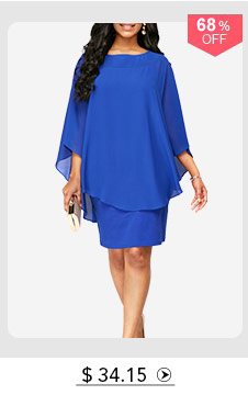 Overlay Round Neck Royal Blue Dress