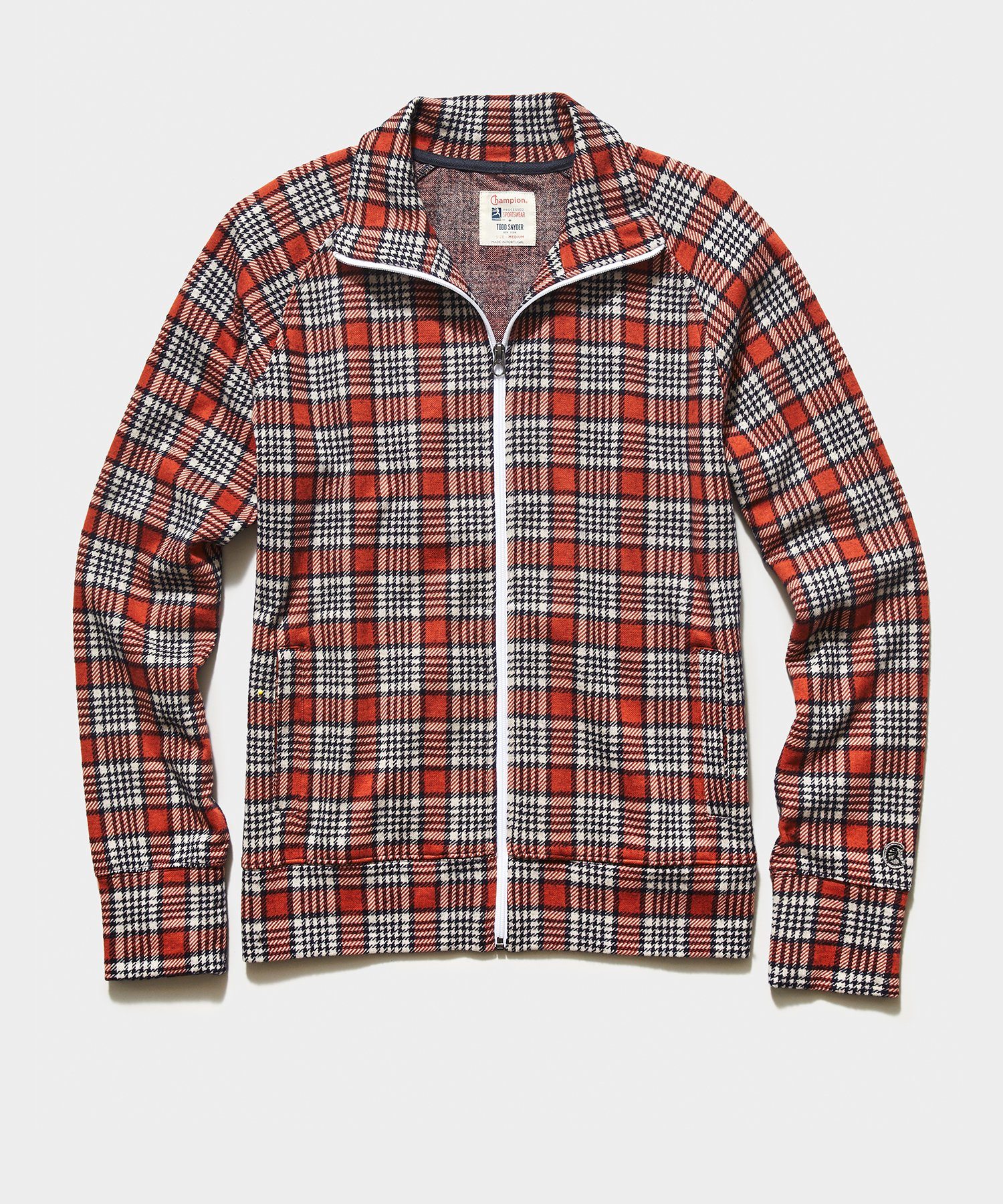 Image of Champion Wool Orange Plaid Full Zip Track Jacket