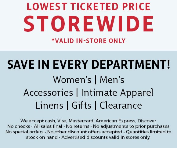 save in every department! in-store only