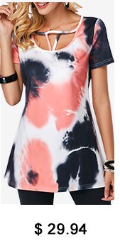 Short Sleeve Strappy Neck Printed Blouse