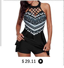 Cutout Back Cage Neck Geometric Print Swimdress and Shorts