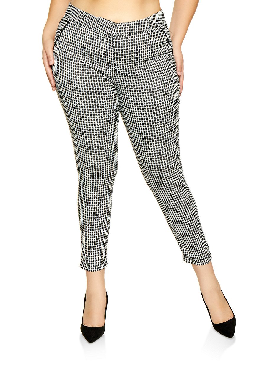 Plus Size Houndstooth Dress Pants