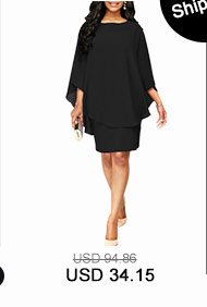 Black Chiffon Overlay Round Neck Dress