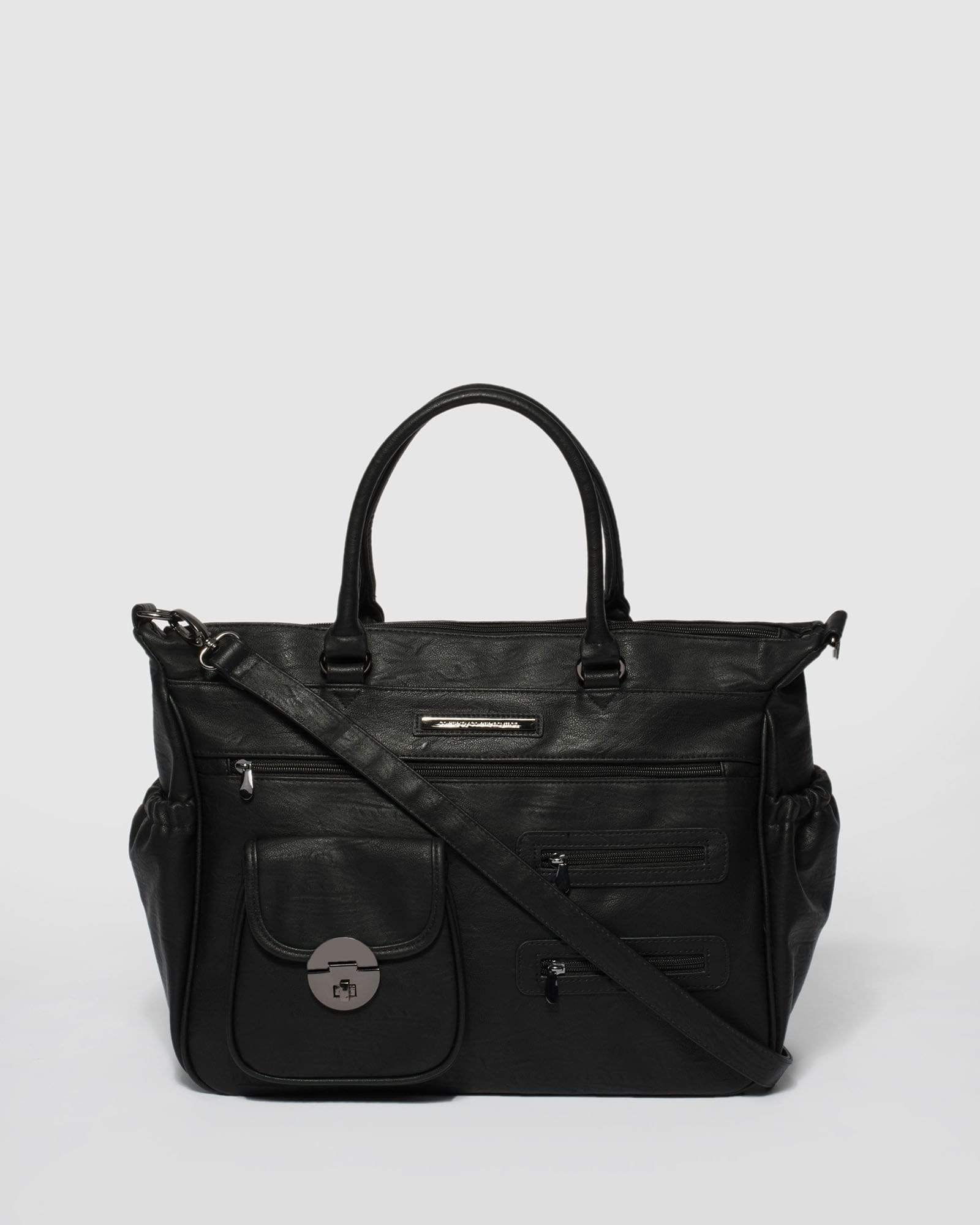Image of Black Zip Pocket Baby Bag
