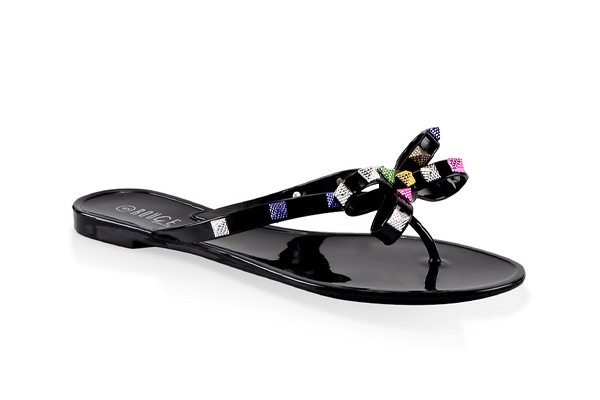 Studded Bow Thong Jelly Flip Flops