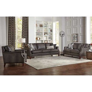 Edgewood 3-Piece Top Grain Leather Set