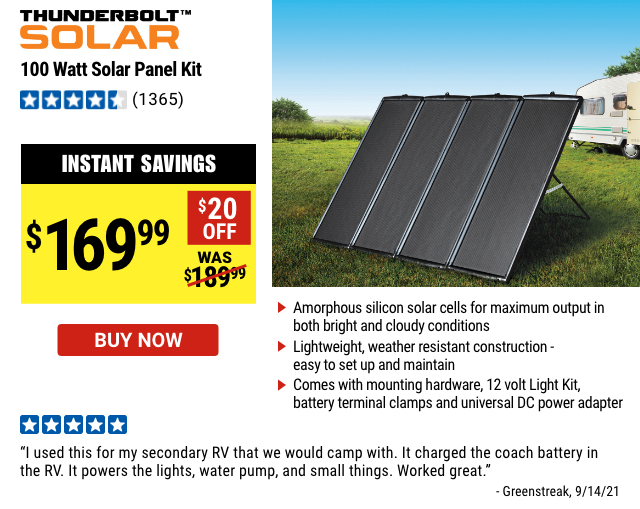 100 Watt Solar Panel Kit