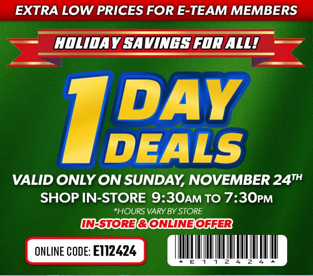 One Day Deals - Sunday, November 24, 2024