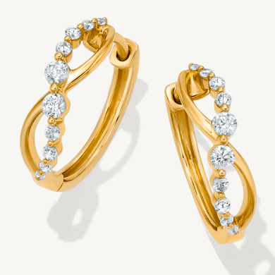 Our Story Together Diamond Twist Hoop Earrings 1/4 ct tw 10K Yellow Gold