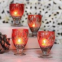 Chalice-Shaped Red Glass Votives