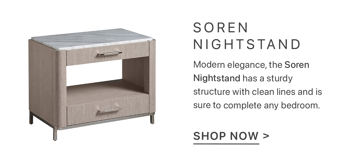 Soren Nightstand - Modern elegance, the Soren Nightstand has a sturdy structure with clean lines and is sure to complete any bedroom. | Shop Now