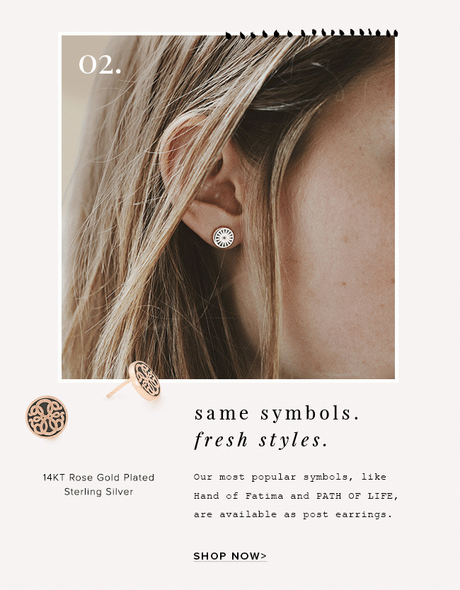 Add new precious metal post earrings, featuring popular symbols, to your collection.