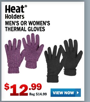 HEAT HOLDERS MEN'S OR WOMEN'S THERMAL GLOVES