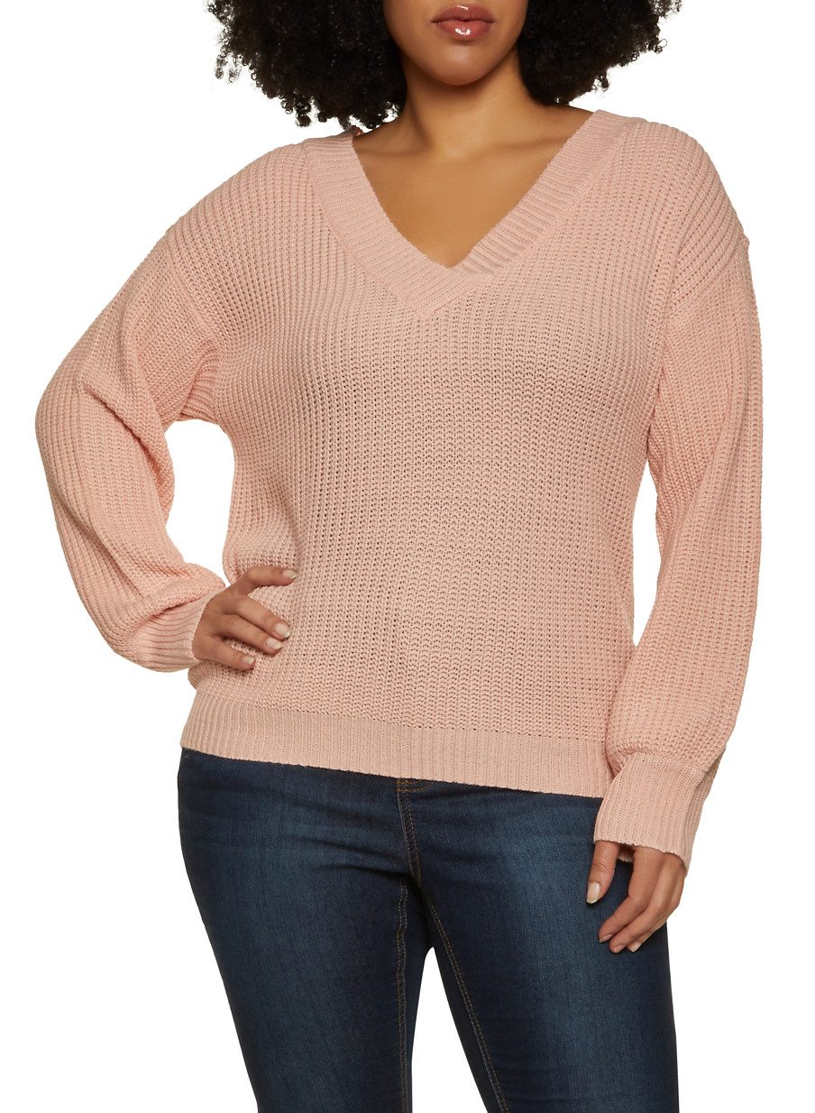 Plus Size Basic V Neck Sweater