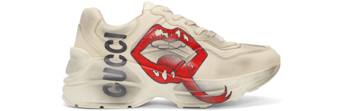 Gucci - White Mouth Print Rhyton Sneakers