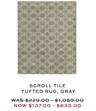 SCROLL TILE TUFTED RUG, GRAY