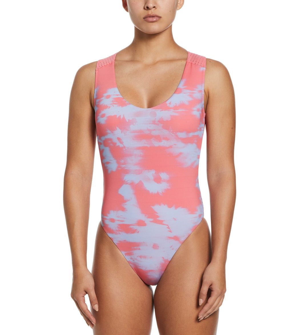 Nike Women's Floral Fade Keyhole Back One Piece Swimsuit