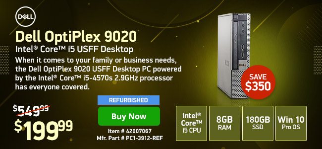 Dell Optiplex 9020 i5 8GB 180SSD w/ 1yr Wartranty | 42007067 | Shop Now
