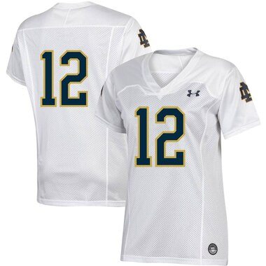 Under Armour #12 Notre Dame Fighting Irish Women's White Team Replica Football Jersey