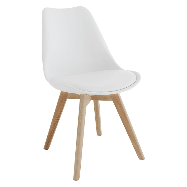JERRY White dining chair with solid oak legs
