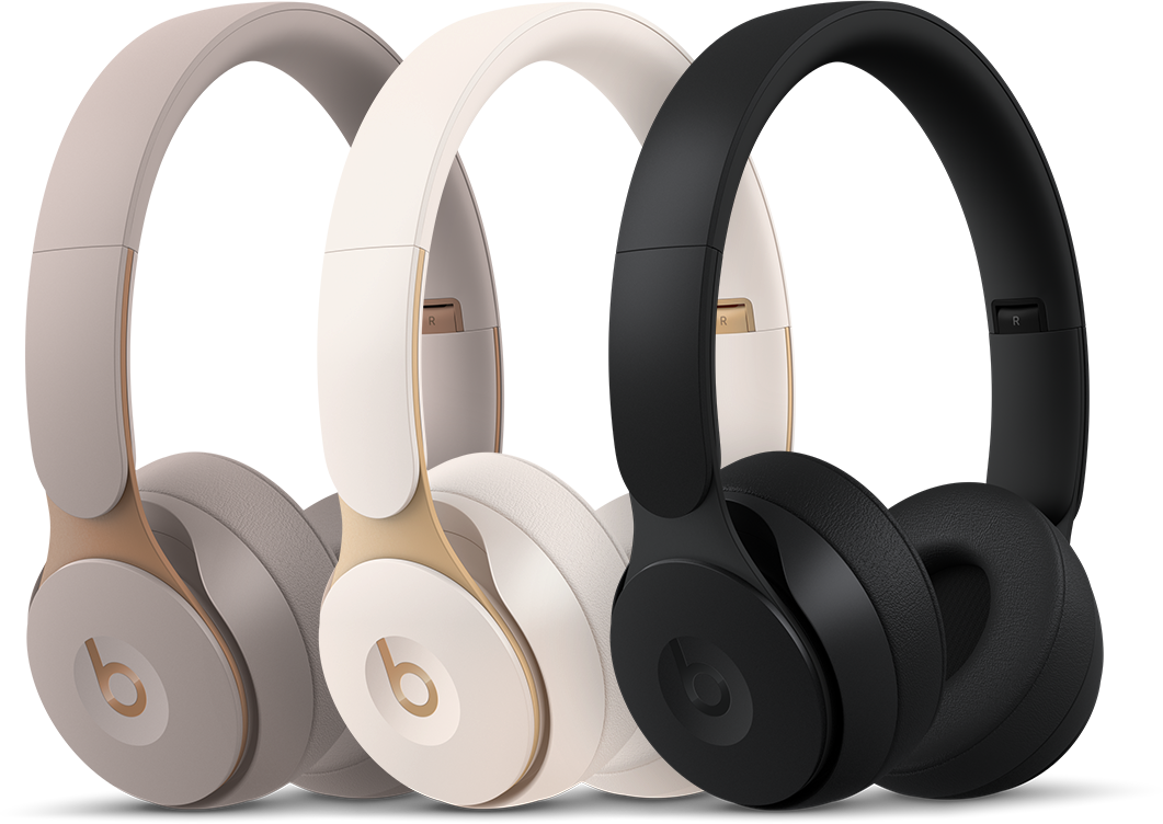 Solo Pro headphones in Gray, Ivory, and Black