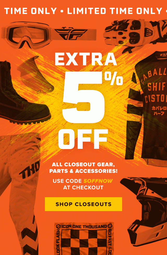 PROMO CODE Extra discount on ALL CLOSEOUTS RevZilla Email Archive