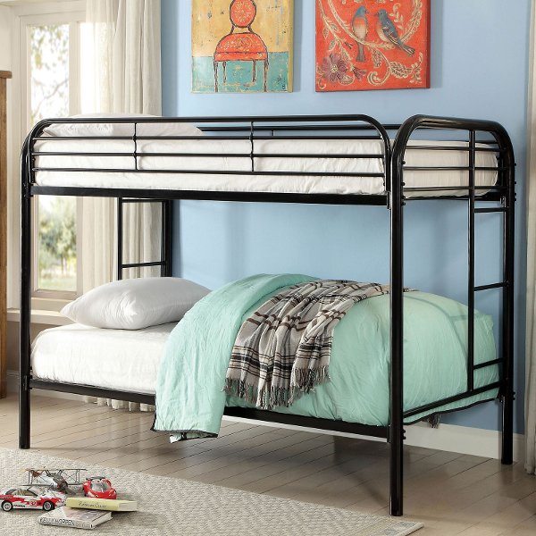 Black Metal Twin-over-Twin Bunk Bed - Opal