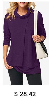 Long Sleeve Cowl Neck Layered T Shirt