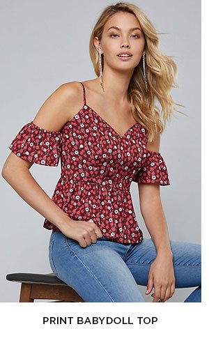 PRINT BABYDOLL TOP