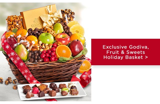 Exclusive Godiva, Fruit & Sweets Holiday Basket