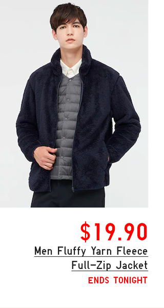 MEN FLUFFY YARN FLEECE FULL-ZIP JACKET