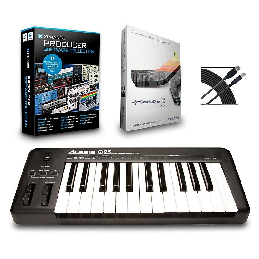 Alesis Q25 25-Key MIDI Keyboard Controller Packages Production Package