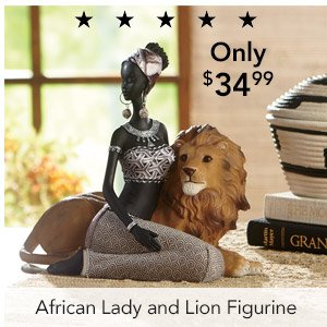 African Lady and Lion Figurine Only $34.99