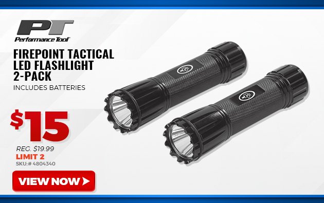 Performance Tool FirePoint Tactical LED Flashlight - 2-Pack