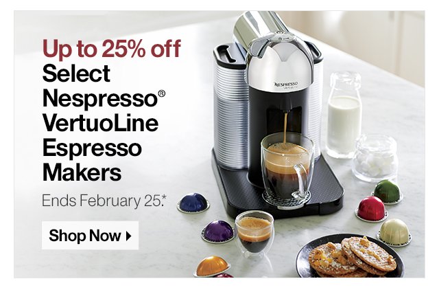 up to 25% off select nespresso