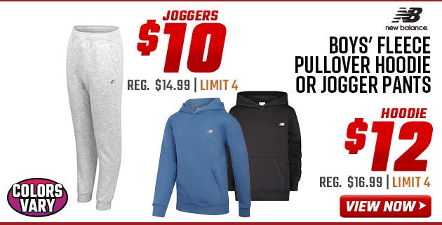 New Balance Boys' Fleece Pullover Hoodie or Jogger Pants