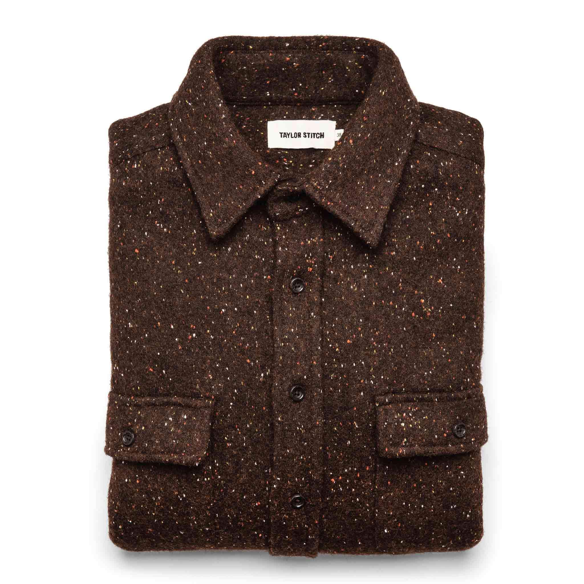 Image of THE LEEWARD SHIRT<br> IN CHOCOLATE DONEGAL