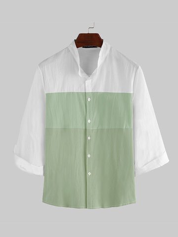 Linen Cotton Contrast Color Shirts