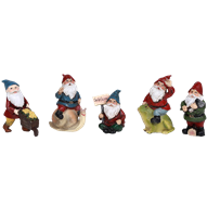 Set of 5 Mini Gnome Statues