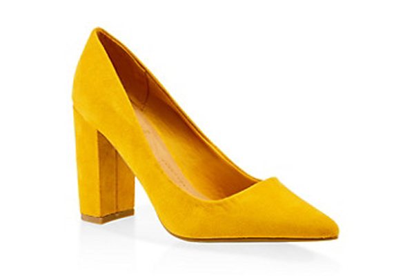 Pointed Toe Block Heel Pumps