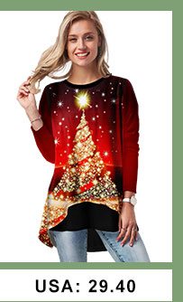 Christmas Tree Print Round Neck T Shirt