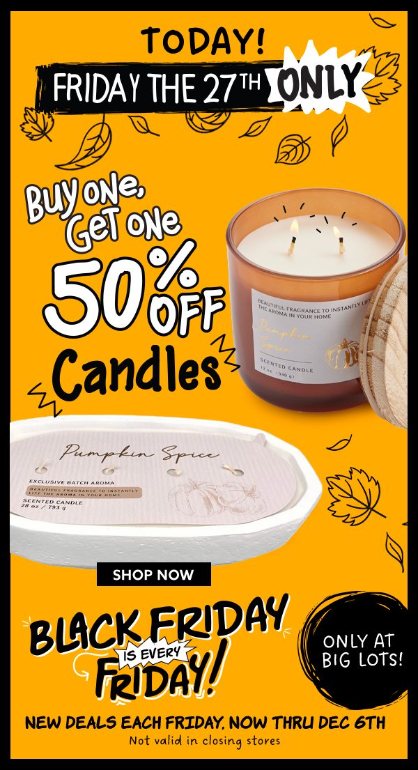 Buy One Get One 50% Off Candles