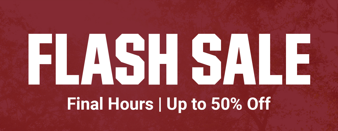 Flash sale. Today only. Up to 50 percent off.