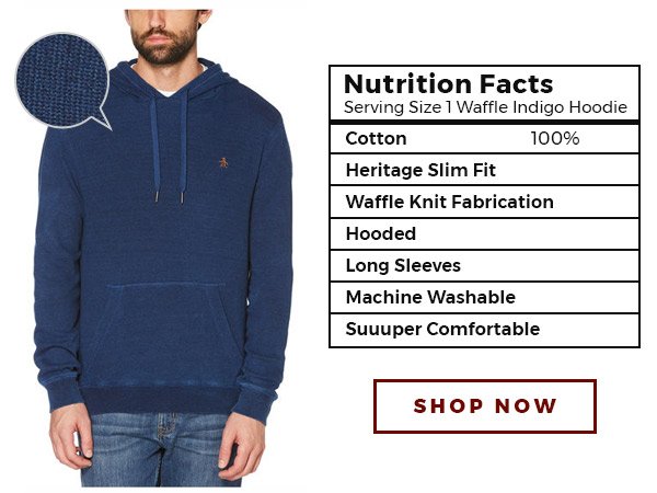 WAFFLE INDIGO HOODIE