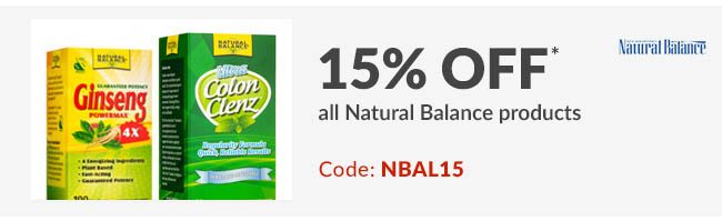 15% off* all Natural Balance products
